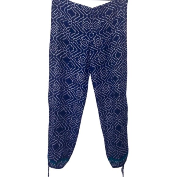 Cartoon women's printed boho batik drawstring ankle tie beach pants EUC - Picture 1 of 8